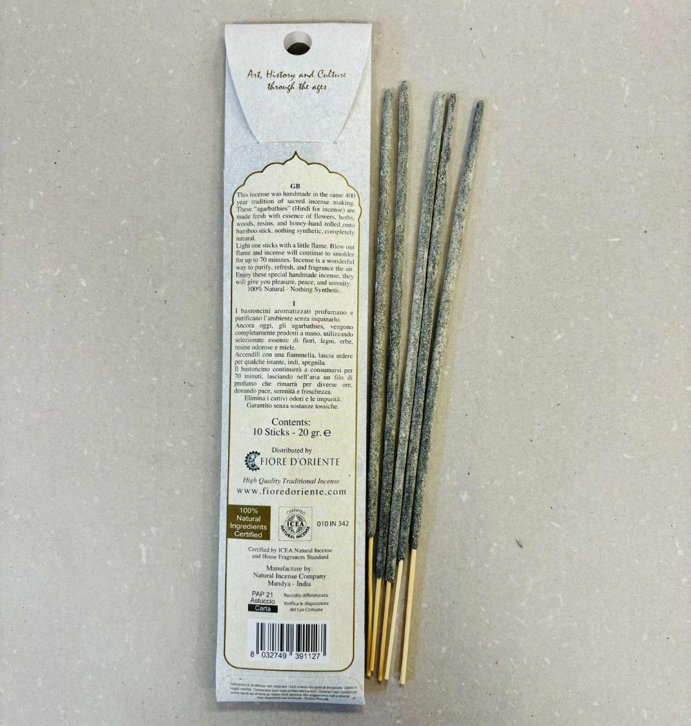 100% természetes, ICEA minősített, kézzel sodort, prémium minőségű füstölőpálca - meditáció, stresszoldás, tértisztítás